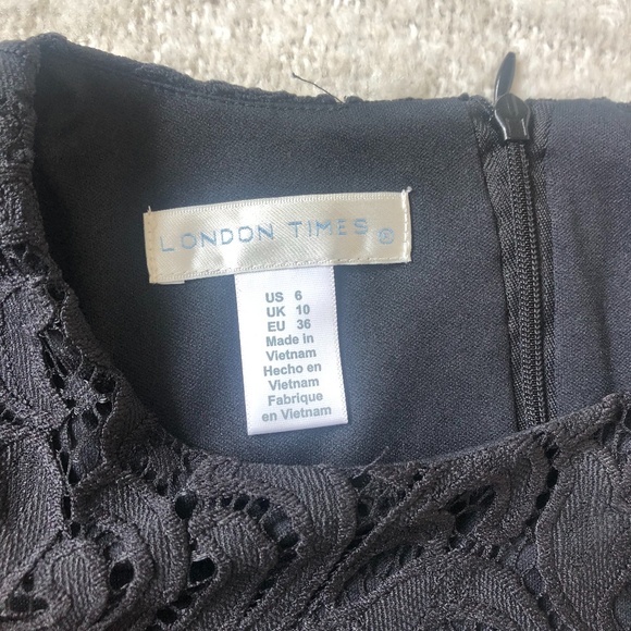 Regal Scroll Black Lace Shift Dress, Short Sleeves - Picture 11 of 11